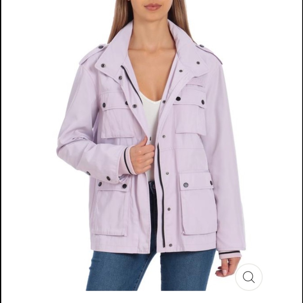 Avec Les Filles Lilac Purple Water Resistant Trucker Jacket Size L